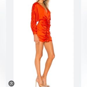 Lovers and friends walgrove mini dress in fire orange